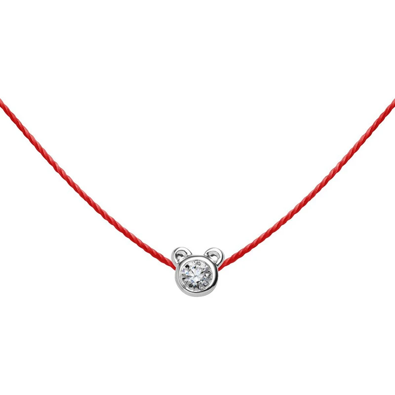 推荐预售7个工作日左右 redline Pure Bear系列 迷你18K金小熊镶嵌钻石细绳项链（三种金属可选）商品