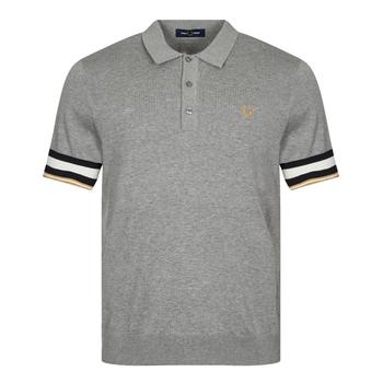美国fred perry, Fred Perry | Fred Perry S/S Bold Cuff Knitted Polo - Steel Marl商品图片 8.5折