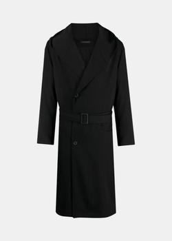 商品YOHJI YAMAMOTO | Yohji Yamamoto Black Hooded Trench Coat,商家NOBLEMARS,价格¥16695图片