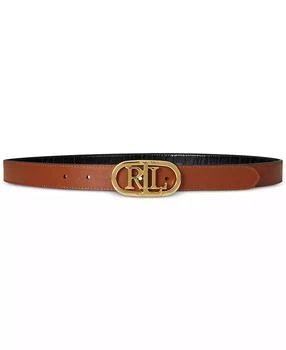 Ralph Lauren | Logo Reversible Embossed Leather Skinny Belt,商家Macy's,价格¥523