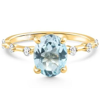 Pompeii3 | 2 1/4Ct Oval Blue Topaz Diamond Ring White or Yellow Gold Lab Grown,商家Premium Outlets,价格¥4334