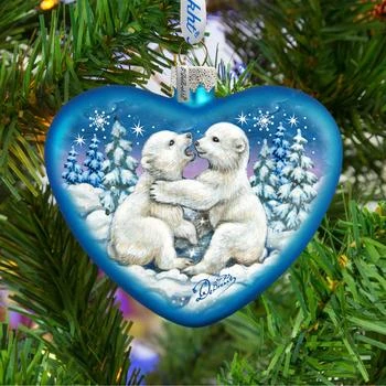 Designocracy Polar Cubs Glass Ornament Holiday Splendor by G Debrekht