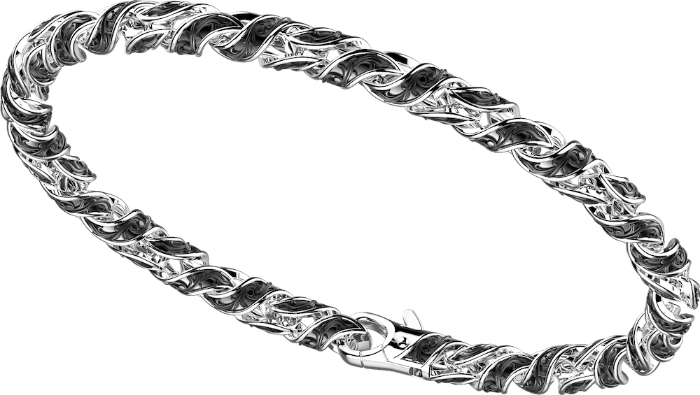 商品Zancan | Silver bracelet with alternate black and white links with flamboyant design.,商家Zancan Gioielli,价格¥5661图片