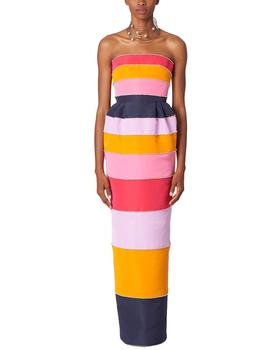 推荐Carolina Herrera Strapless Striped Silk Column Gown商品