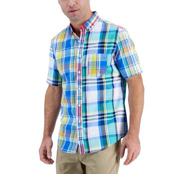 Club Room | Men's Short-Sleeve Mixed Plaid Shirt, Created for Macy's商品图片,