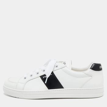 Prada | Prada White/Black Leather Low Top Sneakers  Size 44.5商品图片,7.1折