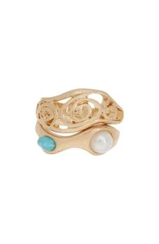 Melrose and Market | Set of 2 Imitation Pearl & Scroll Rings,商家Nordstrom Rack,价格¥54
