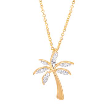 Macy's | Diamond Accent Palm Tree Pendant 18" Necklace in Gold Plate商品图片,5折×额外8折, 独家减免邮费, 额外八折