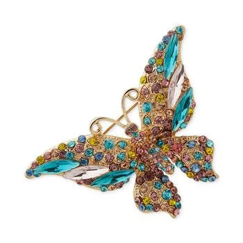 Anne Klein | Gold-Tone Multicolor Crystal Flying Butterfly Pin,商家Macy's,价格¥158