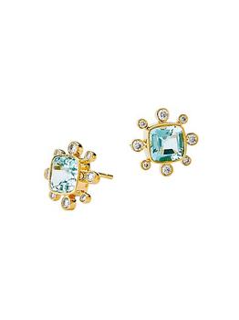 商品Syna | Mogul 18K Yellow Gold, Blue Topaz, & 0.35 TCW Diamond Stud Earrings,商家Saks Fifth Avenue,价格¥18650图片