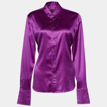 ralph lauren purple label, [二手商品] Ralph Lauren | Ralph Lauren Purple Satin Silk Button Front Shirt L商品图片 5.5折