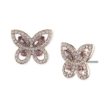 商品Givenchy | Gold-Tone Pavé & Color Crystal Butterfly Stud Earrings,商家Macy's,价格¥298图片
