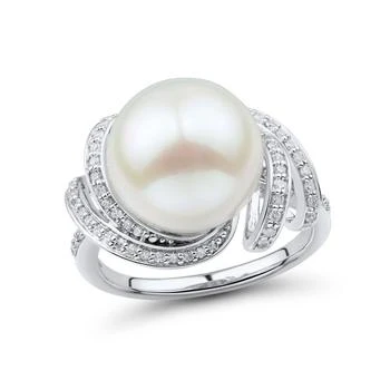 Macy's | White Ming Pearl (12mm) & Diamond (1/4 ct. t.w.) Ring in 14k White Gold,商家Macy's,价格¥15904