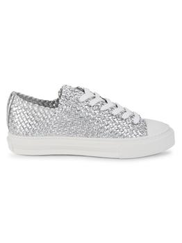 stuart weitzman凉鞋推荐, Stuart Weitzman | Wova Metallic Woven Leather Sneakers商品图片 3.8折