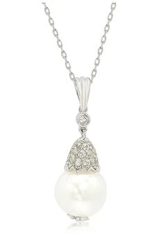 Suzy Levian | Sterling Silver 9mm Freshwater Pearl & Created Sapphire Pendant,商家Nordstrom Rack,价格¥750
