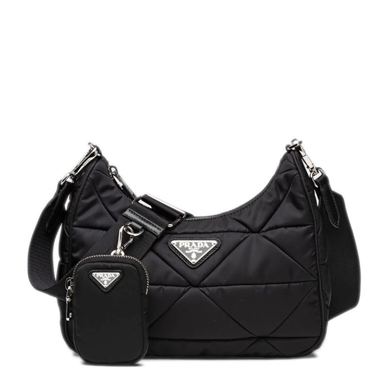 Prada | 【预售3-7天】PRADA/普拉达 22春夏新款 女士黑色尼龙银扣徽标配可拆卸小袋拉链开合斜跨单肩包1BC151_RDJN_F0002_V_O1O商品图片,7.9折, 包邮包税