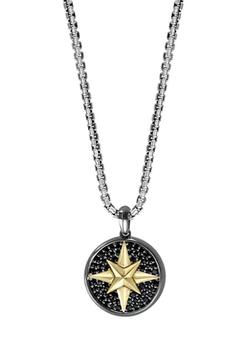 Effy | Men's Sterling Silver Black Spinel Compass Pendant Necklace商品图片,