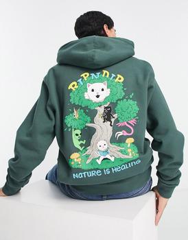 Rip N Dip | RIPNDIP adventure club pullover hoodie in green with chest and back print商品图片,