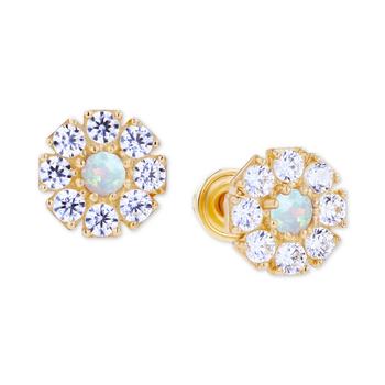 商品Lab-Created Opal (1/20 ct. t.w.) & Lab-Created White Sapphire (1/2 ct. t.w.) Stud Earrings图片