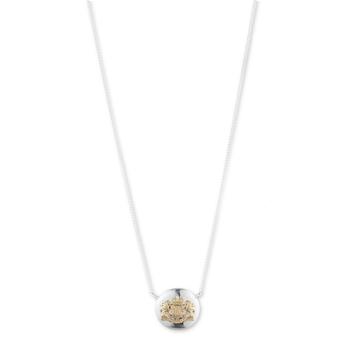 商品Sterling Silver Chain with 18K Gold Over Sterling Silver Crest Pendant Necklace图片