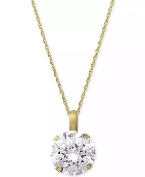 Macy's | Cubic Zirconia Round Pendant Necklace in 14k Gold or 14k White Gold,商家Macy's,价格¥1157