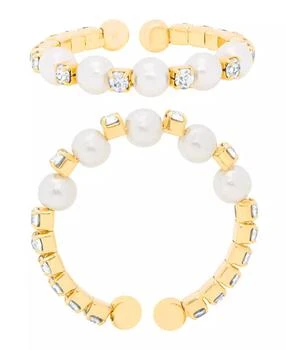 Macy's | Gold Plated Simulated Imitation Pearl and Cubic Zirconia Stretch Ring,商家Macy's,价格¥105