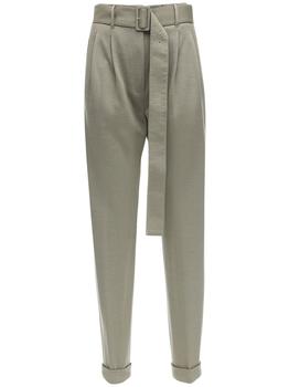AGNONA | High Waist Cashmere Blend Pants W/ Belt商品图片,5折