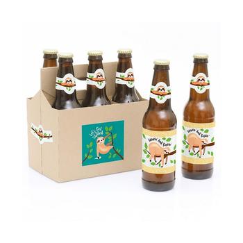 商品Let's Hang - Sloth - Baby Shower or Birthday Party Decorations for Women and Men - 6 Beer Bottle Label Stickers and 1 Carrier图片