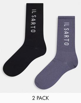 商品Il Sarto 2 pack sports socks in grey and black图片