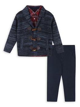 推荐Little Boy's & Boy's 3-Piece Toggle Cardigan Sweater Set商品