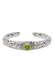 商品DEVATA | 18K Gold & Sterling Silver Peridot Filigree Cuff Bracelet,商家Nordstrom Rack,价格¥1057图片