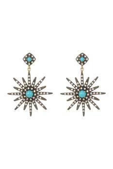ADORNIA | 14K Yellow Gold Plated Turquoise & Swarovski Crystal Accented Starburst Earrings,商家Nordstrom Rack,价格¥151