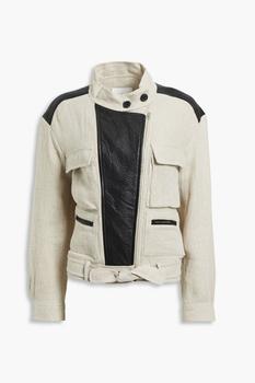 推荐Lovelocspe leather-paneled linen jacket商品