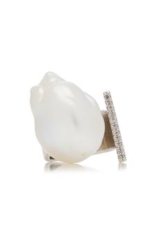 商品Emili - Women's 18K Gold-Plated Pearl; Crystal Open Ring - White - S (SIZE 5-6) - Moda Operandi - Gifts For Her图片