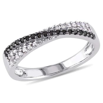 秋装Crossover Culture, Amour | Delmar 1/4 CT TW Black and White Crossover Diamond Anniversary Band in Sterling Silver with Black Rhodium - Size 8商品图片 5.2折