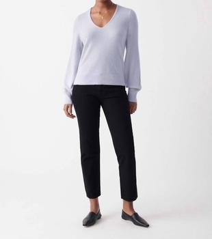 推荐Cashmere Blouson Sleeve V-Neck Sweater in Lilac商品