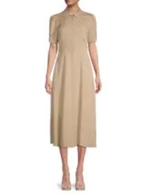 product Puff-Sleeve Silk Shirt Dress image