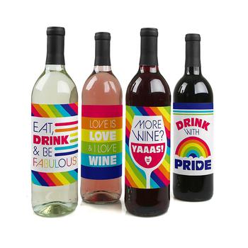推荐Love is Love - LGBTQIA+ Pride - Rainbow Party Decorations for Women and Men - Wine Bottle Label Stickers - Set of 4商品