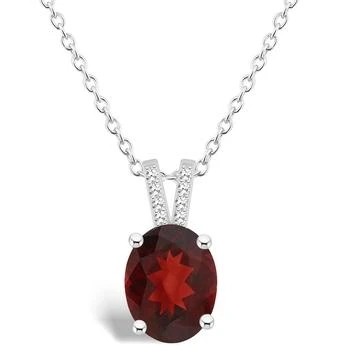 Macy's | Women's Garnet (3-1/10 ct.t.w.) and Diamond Accent Pendant Necklace in Sterling Silver,商家Macy's,价格¥3518