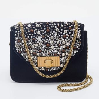chloé包正品, Chloé | Chloe Black Satin and Leather Mini Sally Shoulder Bag商品图片 