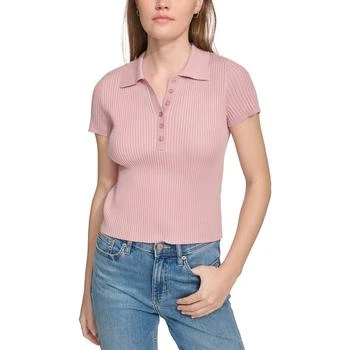 Calvin Klein | Women's Ribbed Short-Sleeve Polo Shirt,商家Macy's,价格¥233