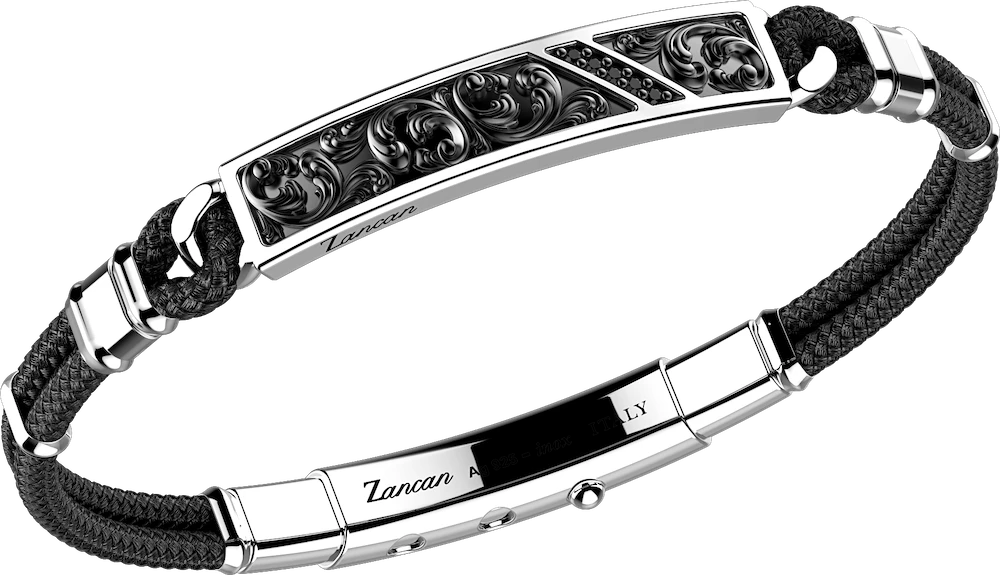 推荐Kevlar bracelet, silver plate with flamboyant design and natural stones.商品
