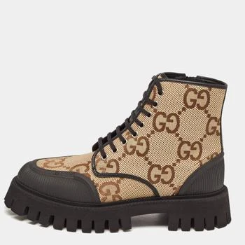 推荐Gucci Beige Jumbo GG Canvas Ankle Boots Size 40.5商品