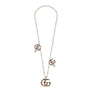 商品Gold-plated Metal Double G Crystal  Necklace图片