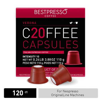 商品Bestpresso | Coffee for Nespresso OriginalLine Machine 120 pods Certified Genuine Espresso  Verona Blend (High Intensity)Pods Compatible with Nespresso,商家Jomashop,价格¥375图片