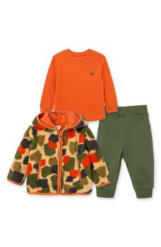 Little Me | Camo Faux Shearling Jacket, T-Shirt & Pants Set商品图片,5.4折