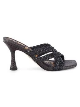 推荐Marjorie Snake-Embossed Leather Heel Sandals商品