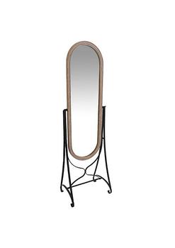 商品64 Inch Tall Adjustable Floor Mirror with Oval Carved Wood Frame and Metal Stand, Brown,商家Belk,价格¥1171图片