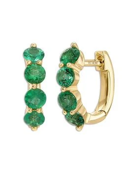 Effy | 14K Yellow Gold EF Collection Emerald Huggie Hoop Earrings,商家Bloomingdale's,价格¥13605