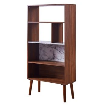Teamson Home Kingston Wooden Bookcase with Marble-Look Top